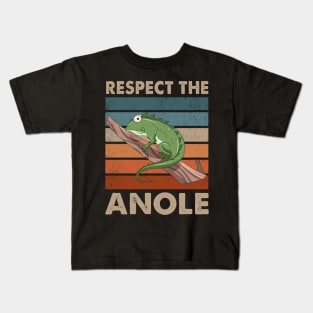 Respect The Anole Cute Lizard Reptile Lover Kids T-Shirt